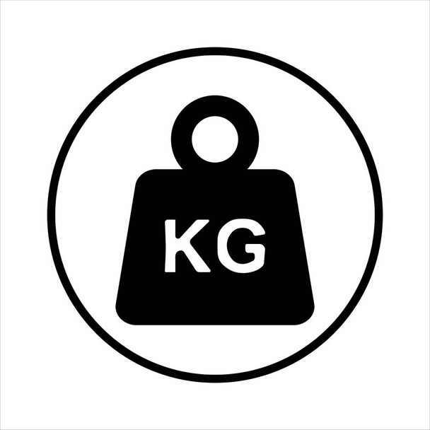 Simple KG weight silhouette icon in the circle, isolated on white background. Dumbbell icon. Flat design. Black silhouette.  - Photo, Image