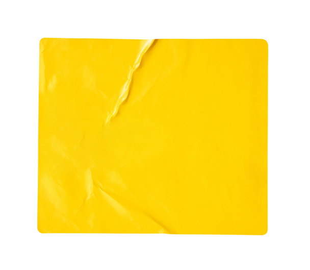 Чистая желтая бумажная этикетка на белом фоне - Фото, изображение