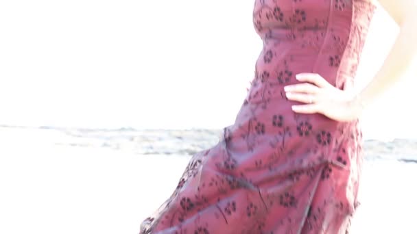 Woman in burgundy dress - Video, Çekim