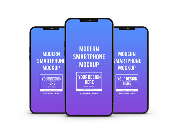 Moderno Smartphone 3D Illustrazione Mockup Scena su sfondo isolato - Foto, immagini