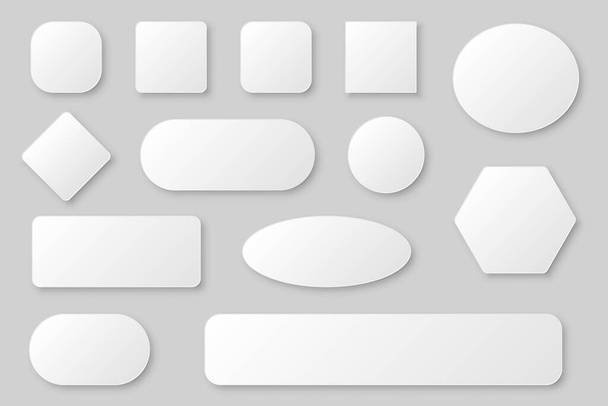 Λευκά κουμπιά web συλλογή πρότυπο με σκιά σε γκρι - Φωτογραφία, εικόνα