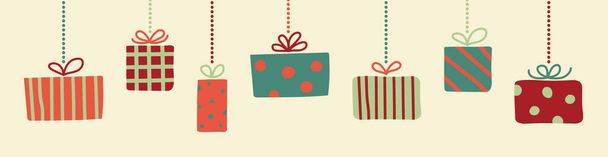 Design of hanging Christmas present boxes. Vector - Vektor, kép