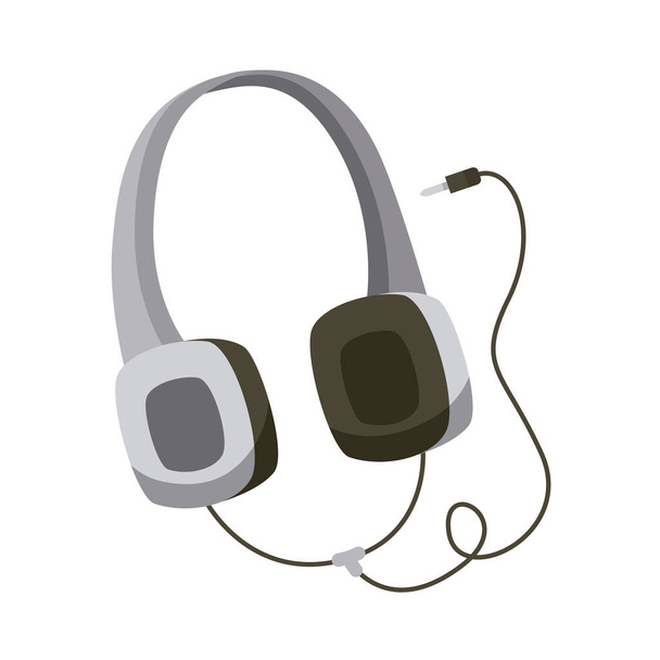 szürke fülhallgató dróttal - Vektor, kép
