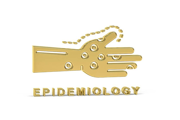Icono de epidemiología 3D de oro aislado sobre fondo blanco - 3D render - Foto, imagen