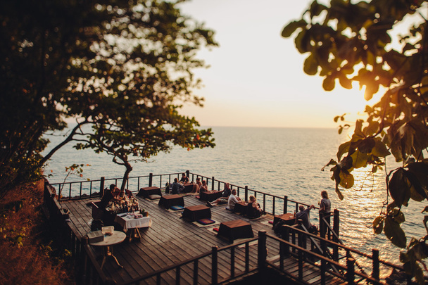 Resort wooden cafe  terrace - Φωτογραφία, εικόνα
