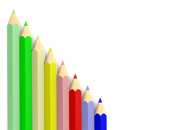 Crayons de couleur école sur fond blanc
 - Photo, image