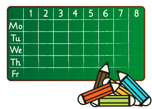 ωρολογίου προγράμματος των σχολείων σε στυλ greenboard (μαθήματα) - Διάνυσμα, εικόνα