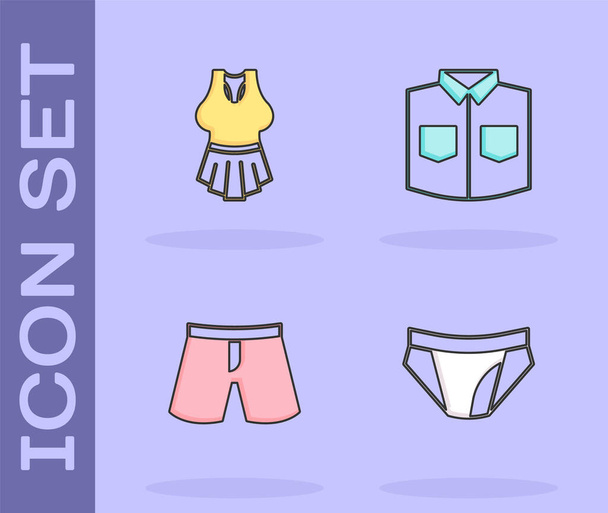 Σετ ανδρικά εσώρουχα, φανελάκι, κοντό ή και πουκάμισο εικονίδιο. Διάνυσμα - Διάνυσμα, εικόνα