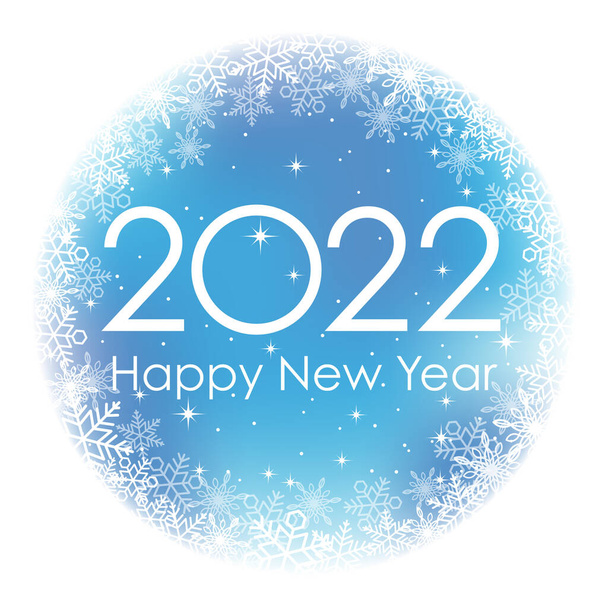 The Year 2022 New Years Vector Blue Round Greeting Symbol With Snowflakes. Vector Illustration Isolated On A White Background.  - Vector, Image