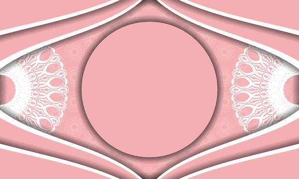 Baner in pink with old white ornaments and a place for the logo - Vector, Image
