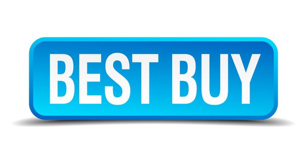 best buy blue 3d realistic square isolated button - Vektor, Bild
