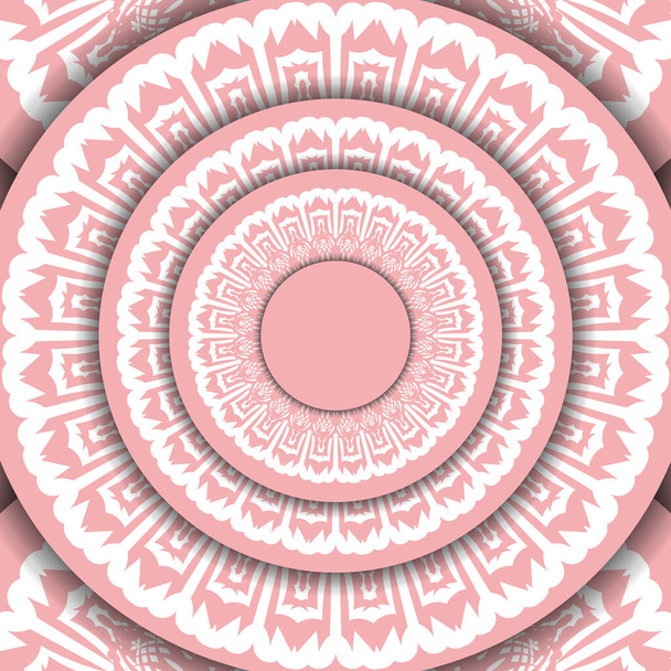 Φόντο ροζ με ινδικό λευκό μοτίβο για το σχεδιασμό σύμφωνα με το κείμενο - Διάνυσμα, εικόνα