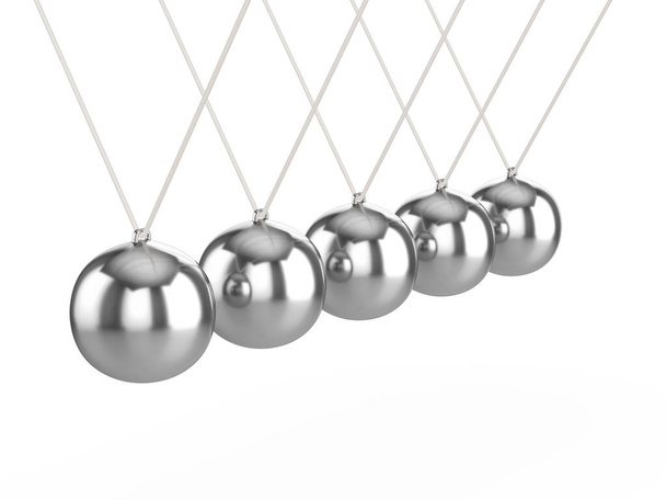 Newton pendulum on a white background. 3d illustration. - Φωτογραφία, εικόνα