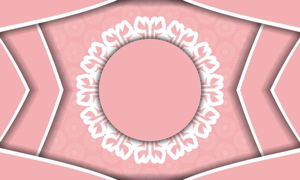 Pink background with vintage white pattern and place for logo or text - ベクター画像