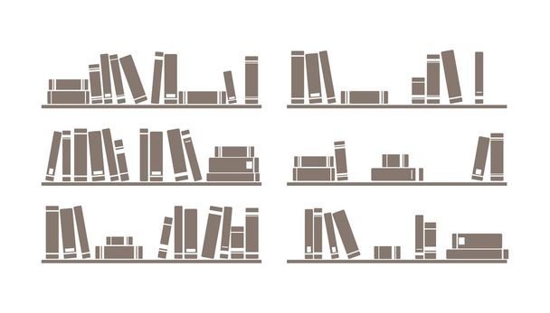 Bücher im Regal Vektor Illustration isoliert auf weißem Hintergrund - Vektor, Bild