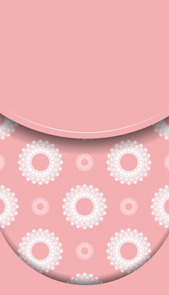 Pink banner template with vintage white ornament and text space - Vettoriali, immagini
