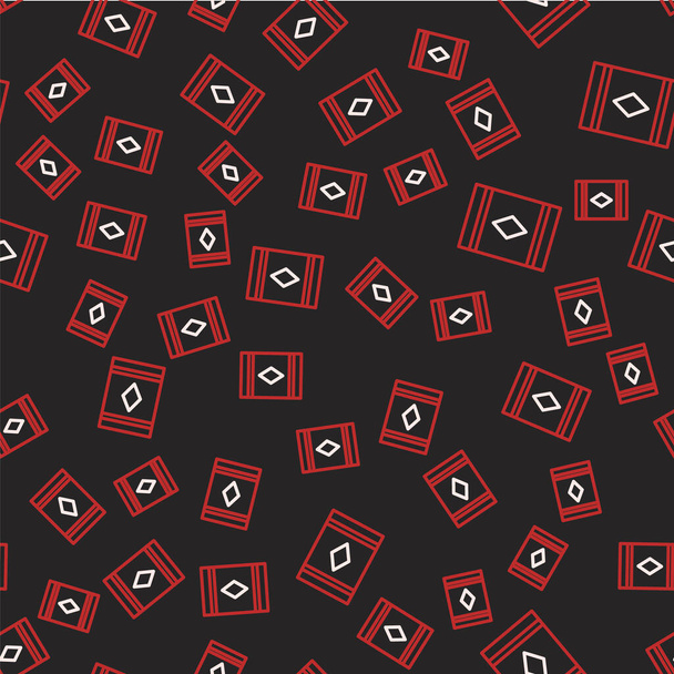 Línea mágica alfombra icono aislado patrón sin costuras sobre fondo negro. Vector - Vector, Imagen