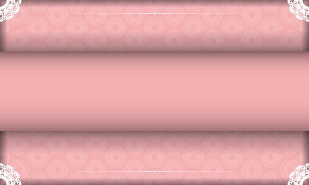 Modelo de banner de cor rosa com ornamento branco grego para design sob seu logotipo ou texto - Vetor, Imagem
