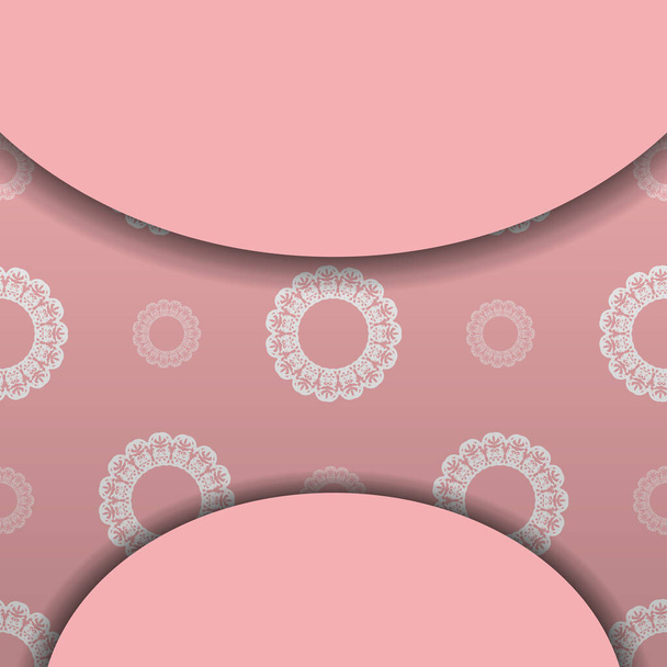 Baner pink with vintage white ornament for design under your text - Vektor, kép