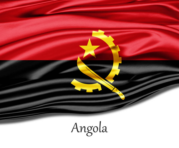 Angola flag on silk - Photo, Image