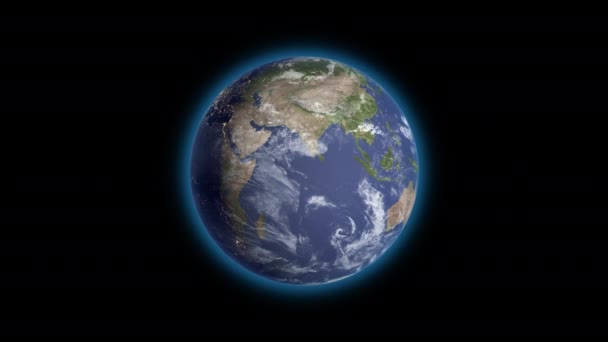 Planeet Aarde geïsoleerd op zwarte achtergrond - Video