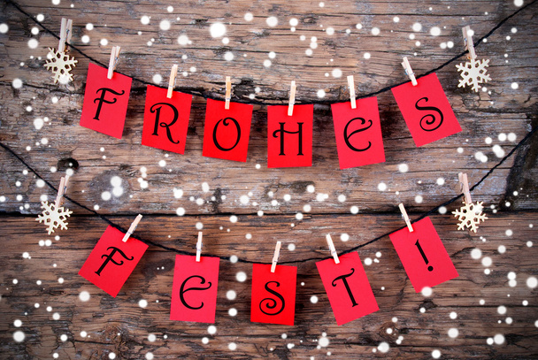 kelimeler frohes fest ile karlı Noel arka plan - Fotoğraf, Görsel
