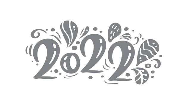 Christmas Card Happy new year 2022 year logo Calligraphy text Vector lettering illustration isolated on white background - Vector, Image