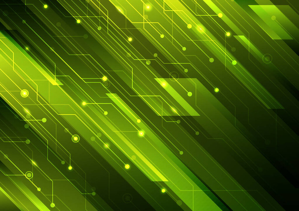要旨暗背景技術デジタル未来概念上の緑の対角縞と回路。ベクトルイラストレシオ - ベクター画像