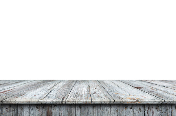Empty wooden table background isolated on white background - Photo, Image