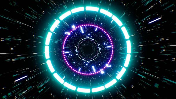 Neon Circle Light Sci fi Concept Background - Photo, Image