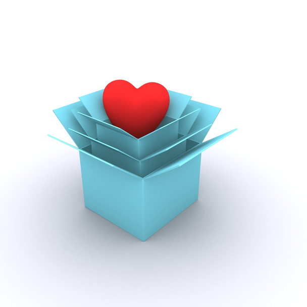 Одаренное сердце в голубой коробке
 - Фото, изображение