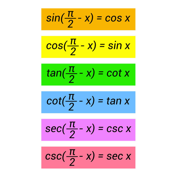 trigonometry cofunction identities in mathematics - Vector, Image