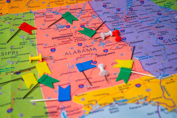 Alabama State op kaart reisachtergrond - Foto, afbeelding