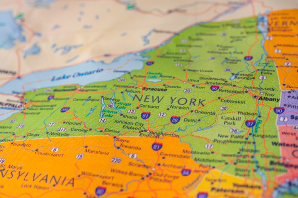 New York State auf der Karte - Foto, Bild