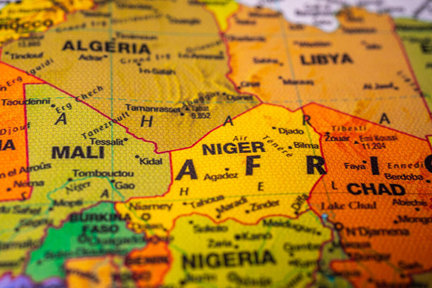 Níger en el mapa de viaje textura de fondo - Foto, Imagen