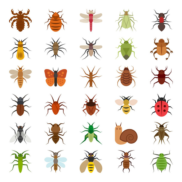 Icone a colori piatti per insetti. - Vettoriali, immagini