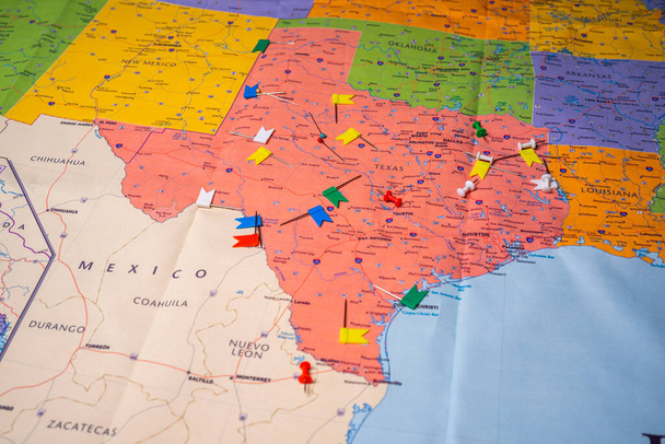 Teksas Eyaleti haritada arkaplanda, kapatın - Fotoğraf, Görsel