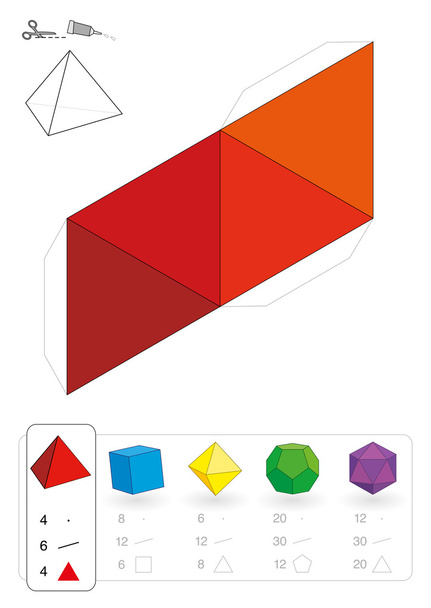 Paperimalli Tetrahedron
 - Vektori, kuva