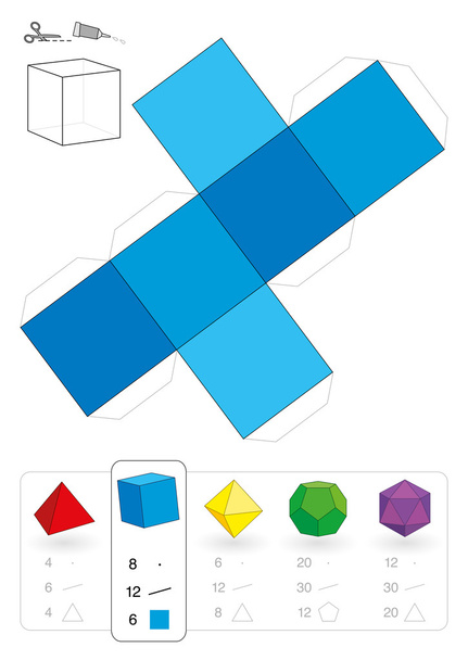 Modelo de papel Hexaedro
 - Vector, imagen