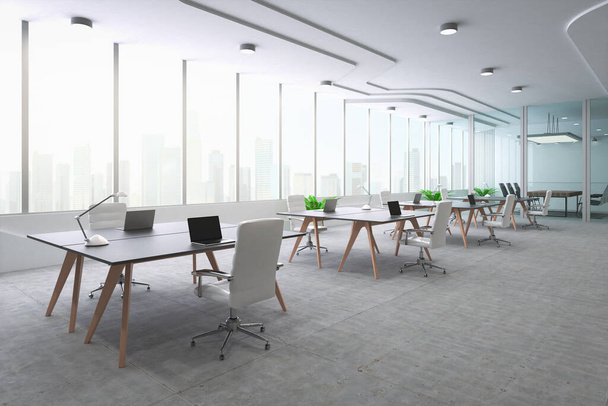 3d rendering lege kantoorruimte of werkruimte met computer notebook - Foto, afbeelding