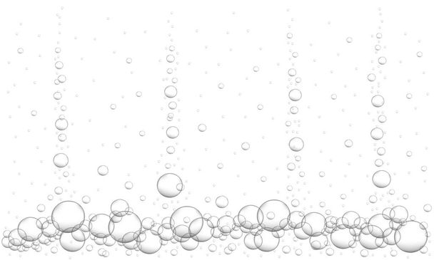 Underwater bubbles background. Fizzy carbonated drink, beer, champagne, seltzer, cola, soda, lemonade texture. Sea or aquarium water stream. Vector realistic illustration - Vector, Image