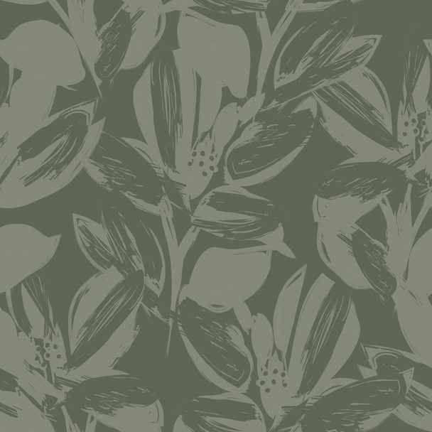Virágos ecset stroke zökkenőmentes minta háttér divat nyomatok, grafika, hátterek és kézműves - Vektor, kép
