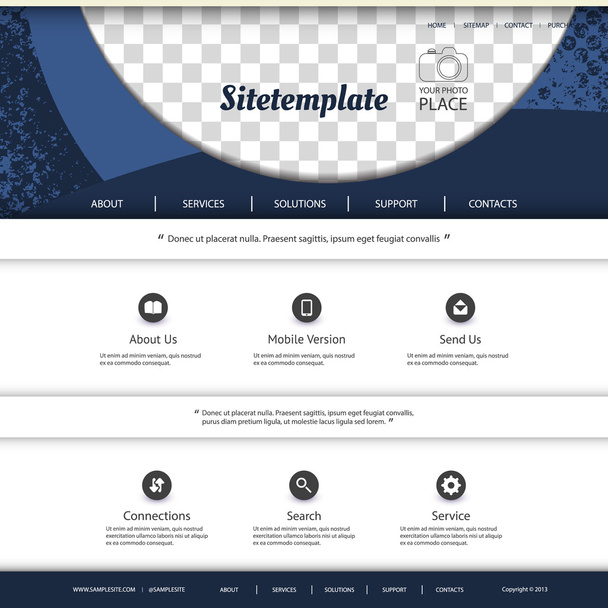 Website Template with Abstract Pattern Design and Place for Your Photo - Vector, afbeelding