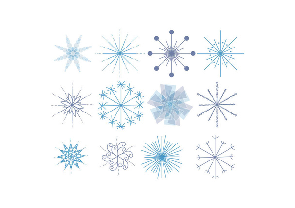 набор снежинок различной формы - Вектор,изображение