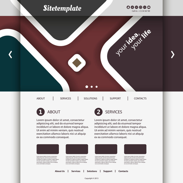 Website Template with Abstract Header Design - Squares Pattern - Vector, Image