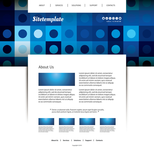 Website Template with Blue Abstract Header Design - Vector, Image
