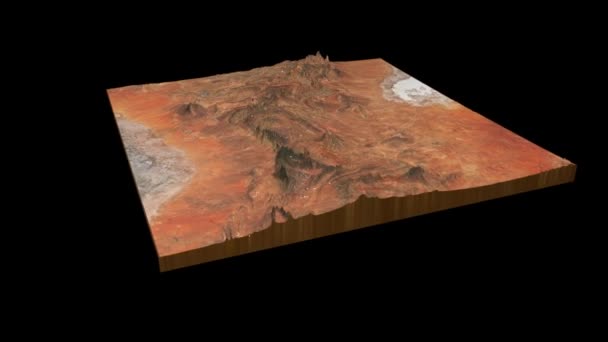 Карта местности Национального парка Вулкатунья-Гаммон 3D рендеринг 360 градусов анимация цикла - Кадры, видео