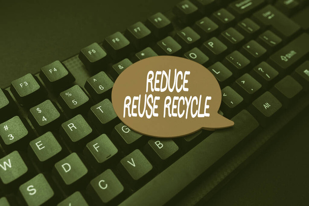 Koncepční zobrazení Redukovat opětovné použití Recyklace. Koncept znamená ekologicky odpovědné chování spotřebitelů Vkládání důležitých informací Online, Psaní Funny Internet Blog - Fotografie, Obrázek