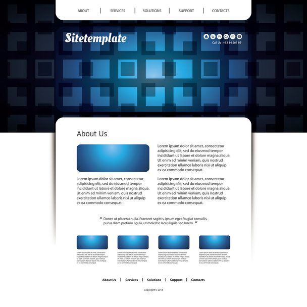 Website Template with Blue Abstract Header Design - Vektor, obrázek