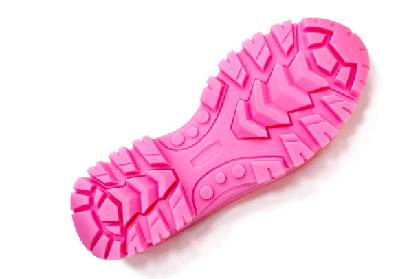 3D-Drucker gedruckte rosa Schuhsohlen in natürlicher Größe isoliert auf weißem Hintergrund - Foto, Bild